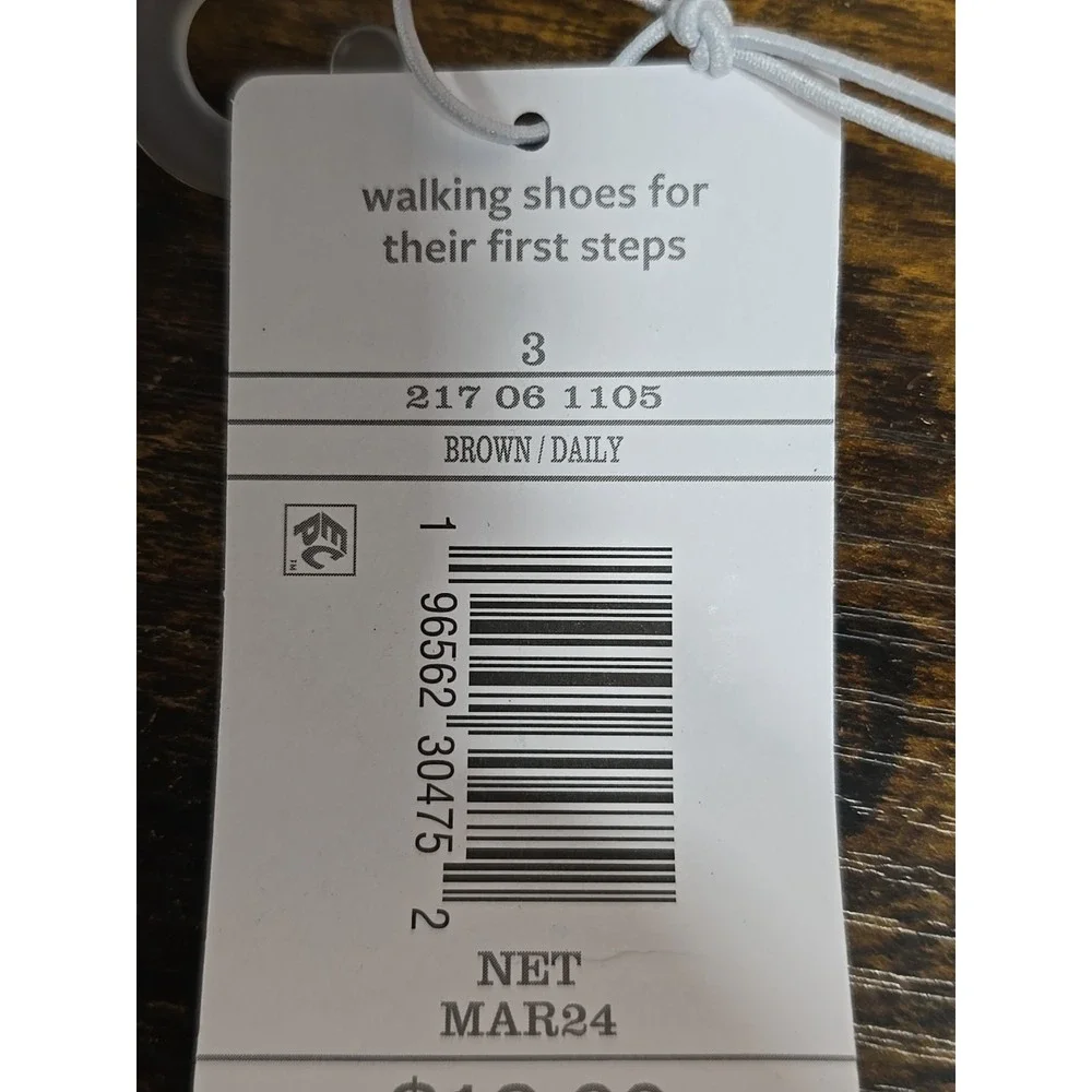 Carters‎ Infant Walking Shoes-Size 3 Months-Brown Lip On Hook And Loop Closure